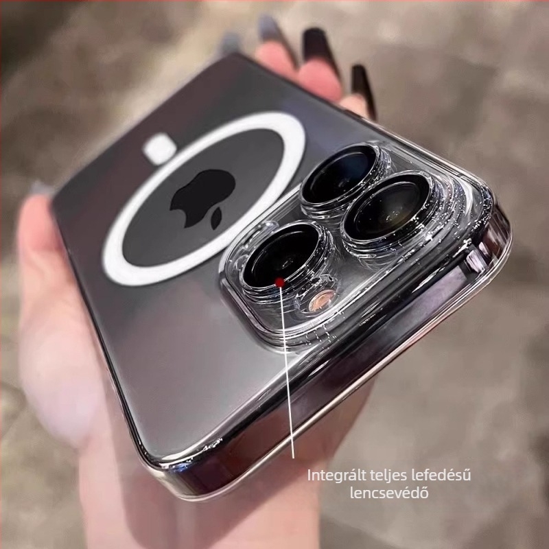 Telefon tok mágneses vonzással és ütésálló védelemmel, PC védőtok iPhone 11–14 sorozathoz, elektroplating kivitel