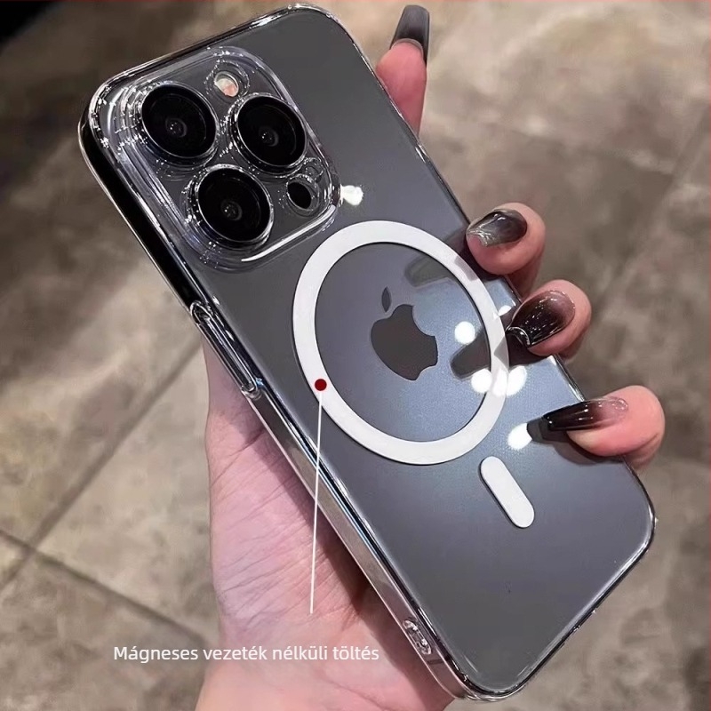 Telefon tok mágneses vonzással és ütésálló védelemmel, PC védőtok iPhone 11–14 sorozathoz, elektroplating kivitel