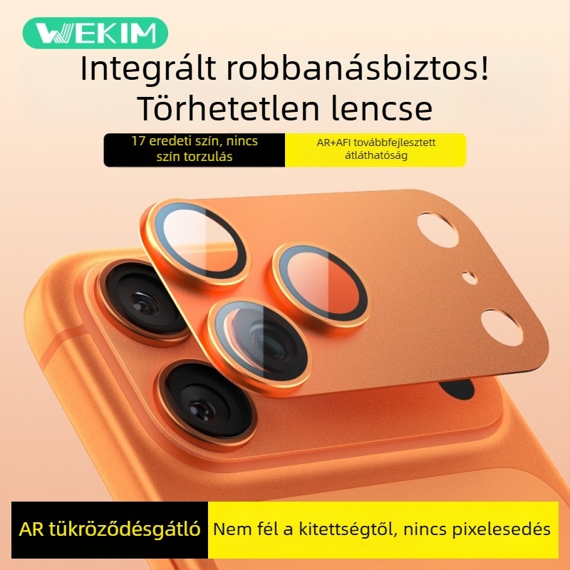 Tempered üveg kameraobjektív védő iPhone 17 Pro Max és Xiaomi 17 Pro számára — teljes lefedésű, fém keret, matt felület, ujjlenyomat-mentes