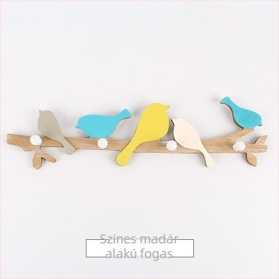 Fa madár motívumos falikakasz több soros akasztóval – Amerikai stílusú vidéki otthoni dekoráció, max terhelés 10 kg, Weiyi Home