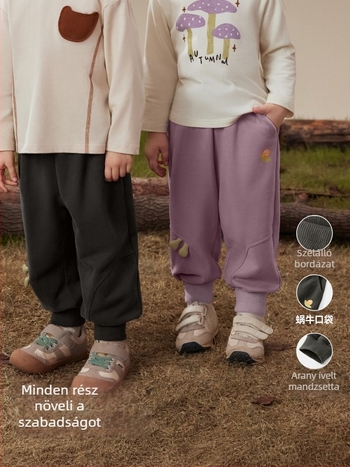 Beitaisi Gyermek nadrág fleece-béléssel, pamut-keverék anyag (85,1% pamut), középmagas derekú elasztikus övvel