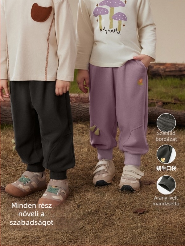 Beitaisi Gyermek nadrág fleece-béléssel, pamut-keverék anyag (85,1% pamut), középmagas derekú elasztikus övvel