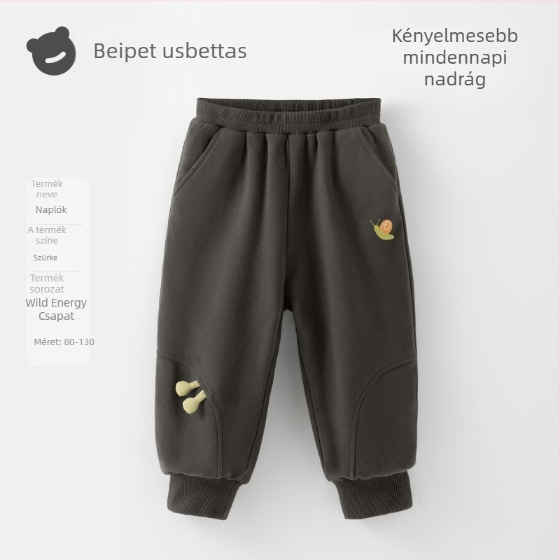 Beitaisi Gyermek nadrág fleece-béléssel, pamut-keverék anyag (85,1% pamut), középmagas derekú elasztikus övvel