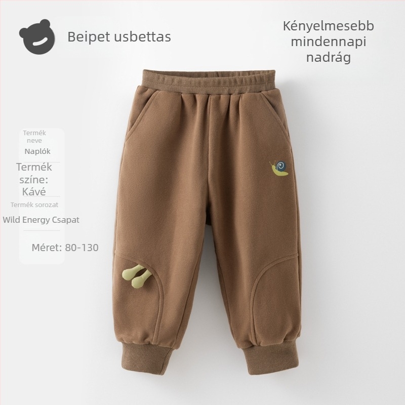 Beitaisi Gyermek nadrág fleece-béléssel, pamut-keverék anyag (85,1% pamut), középmagas derekú elasztikus övvel