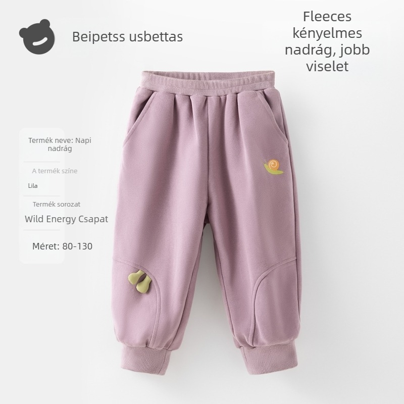 Beitaisi Gyermek nadrág fleece-béléssel, pamut-keverék anyag (85,1% pamut), középmagas derekú elasztikus övvel