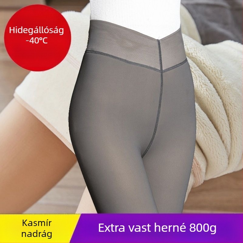 Női fleece bevonatú 3/4 hosszú leggings, szűk fazon, vast anyag, karcsúsító hatás