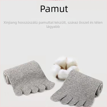 Szétválasztott ujjas pamut zokni, uniszex, magas szárú, egyszínű, nedvszívó