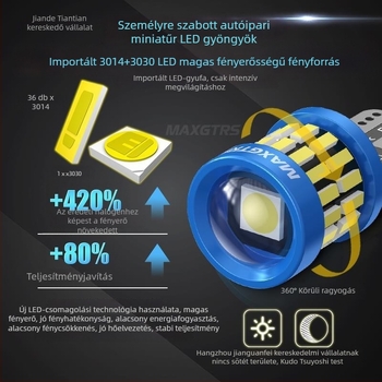 T10 LED izzó a rendszámtábla világításához, nagy fényerő, lencse, alap W5W (12V, 5000 lm)