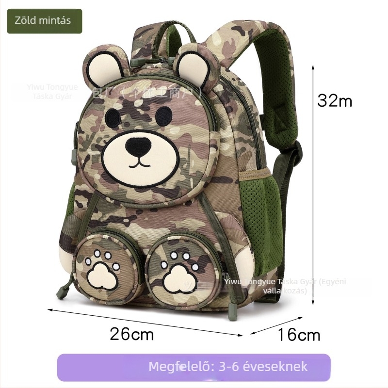 Állatmintás gyerek hátizsák, Oxford anyag, légáteresztő és ultrakönnyű, légpárnás vállpántok, iskolai hátizsák 3–6 éveseknek