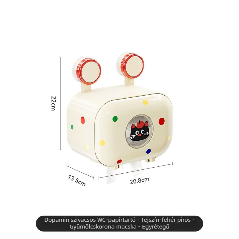 WC-papírtartó szívócsészével, falra szerelhető fúrás nélküli, műanyag, vízálló fürdőszobába, modell YM.7170