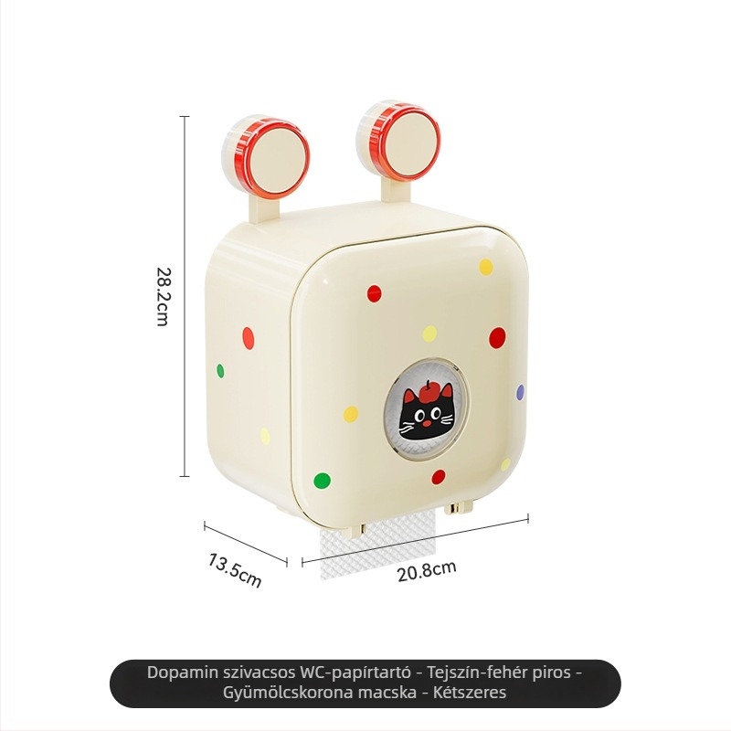 WC-papírtartó szívócsészével, falra szerelhető fúrás nélküli, műanyag, vízálló fürdőszobába, modell YM.7170