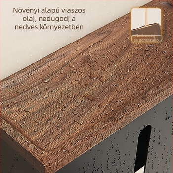 Diófa falra szerelt vécépapír-doboz – tömörfa + alumínium, vízálló, levehető papírtartó, modern minimalista stílus