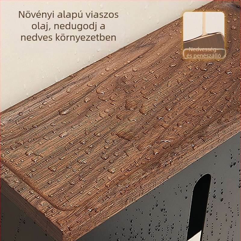 Diófa falra szerelt vécépapír-doboz – tömörfa + alumínium, vízálló, levehető papírtartó, modern minimalista stílus