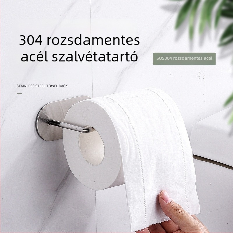 Rozsdamentes acélból készült falra szerelhető papírtörlőtartó, kör alakú, skandináv stílus