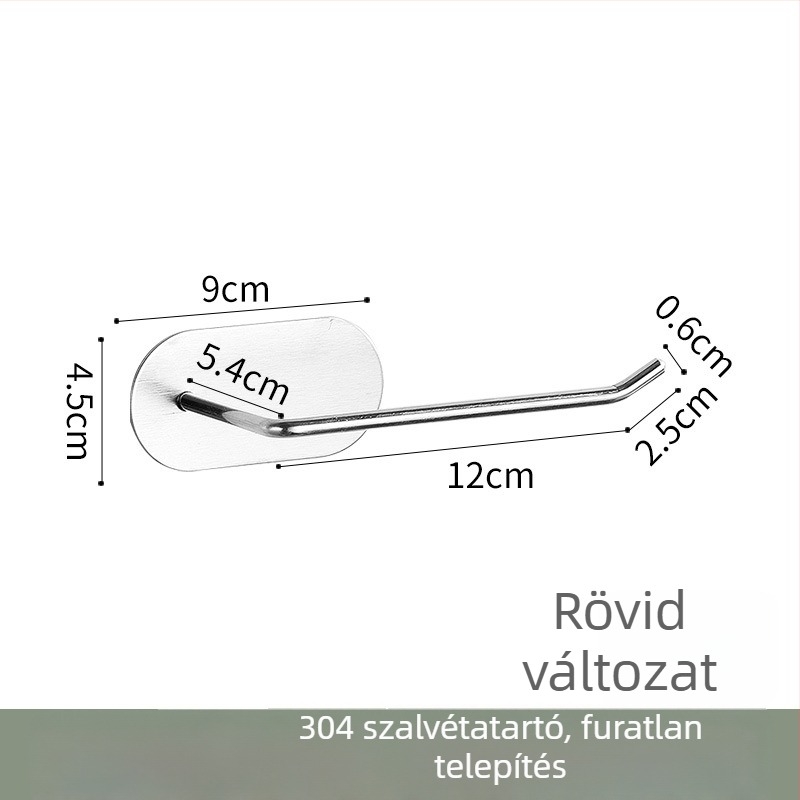 Rozsdamentes acélból készült falra szerelhető papírtörlőtartó, kör alakú, skandináv stílus