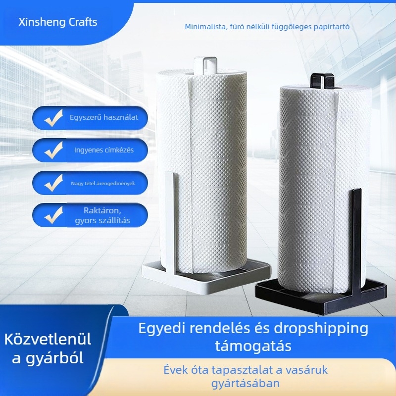Konyhai papírtörlő tartó, négyszögletes vas test, sütőben kezelt felület, Xinsheng craftsmanship