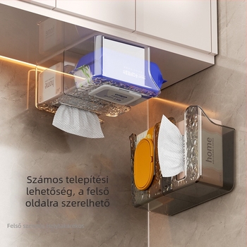 Fali nedves törlőkendő tároló – fúrás nélkül, PET anyag, 56 darabos készlet, többfunkciós, modern minimalista kialakítás