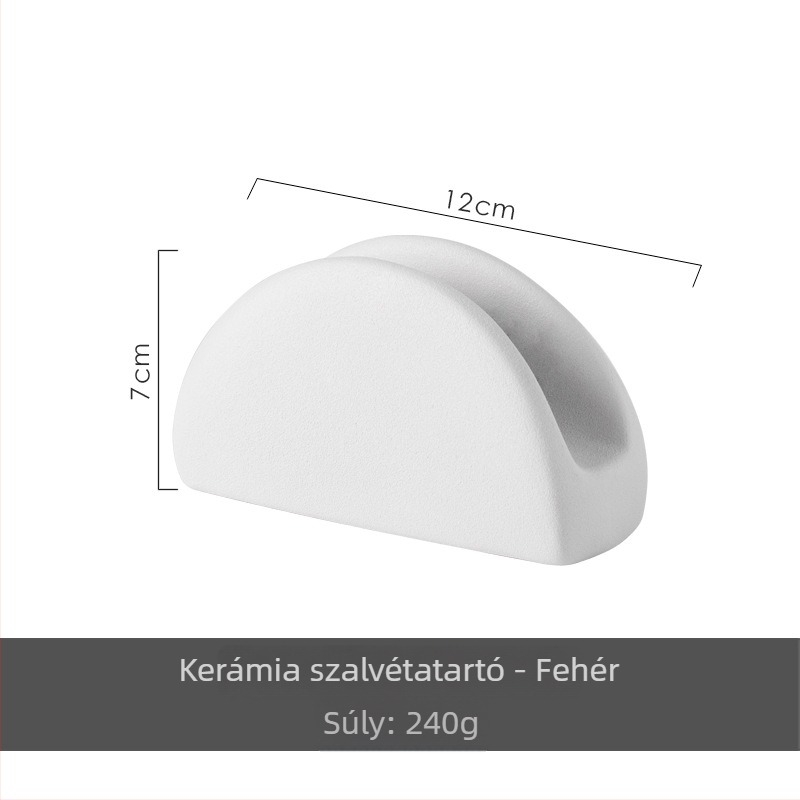 Kerámia szalvétatartó, matt felület, ovális kialakítás, modern minimalist stílus