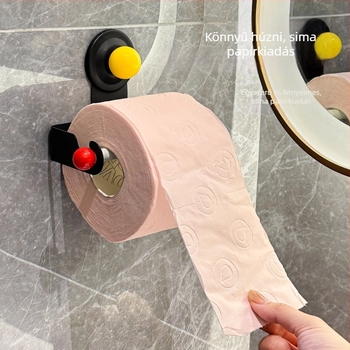 Fali WC-papírtartó szívóval, fúrás nélküli rögzítés, alumínium, négyszögletes kialakítás, könnyed luxus stílus