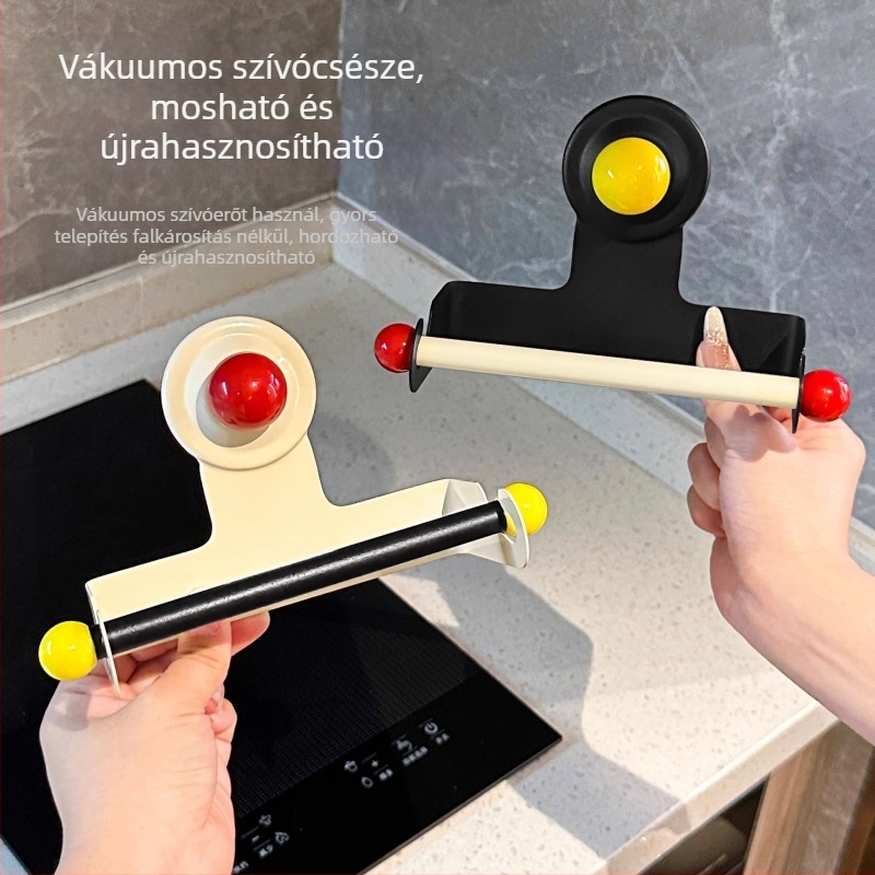 Fali WC-papírtartó szívóval, fúrás nélküli rögzítés, alumínium, négyszögletes kialakítás, könnyed luxus stílus