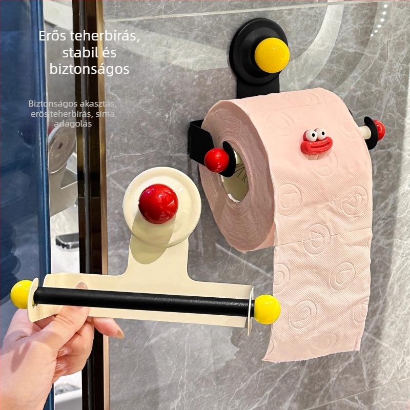 Fali WC-papírtartó szívóval, fúrás nélküli rögzítés, alumínium, négyszögletes kialakítás, könnyed luxus stílus