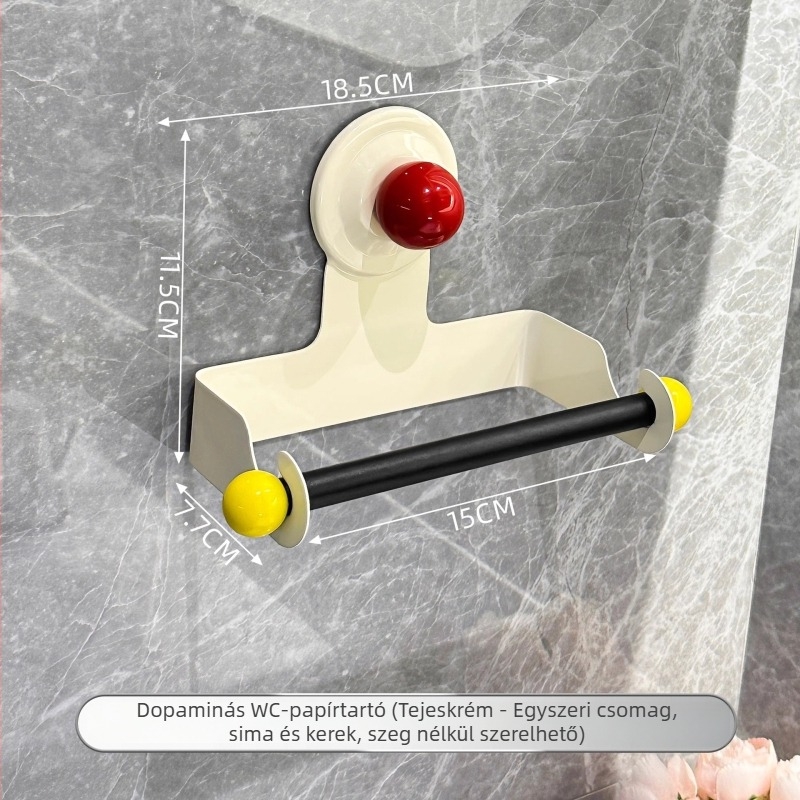 Fali WC-papírtartó szívóval, fúrás nélküli rögzítés, alumínium, négyszögletes kialakítás, könnyed luxus stílus