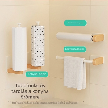 Fúrás nélküli konyhai papírtartó rozsdamentes acélból, anodos oxidációs felület, modern minimalista stílus, márka Objects