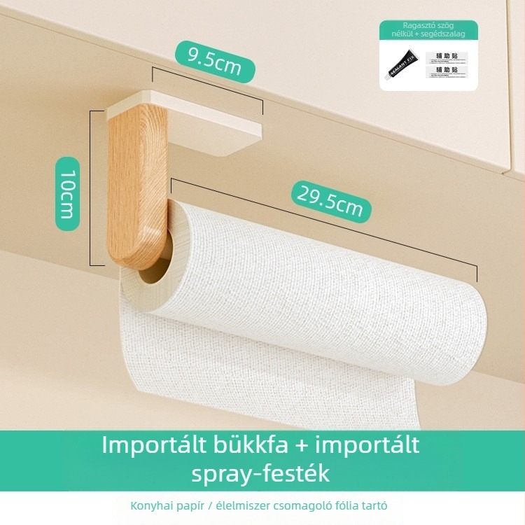 Fúrás nélküli konyhai papírtartó rozsdamentes acélból, anodos oxidációs felület, modern minimalista stílus, márka Objects