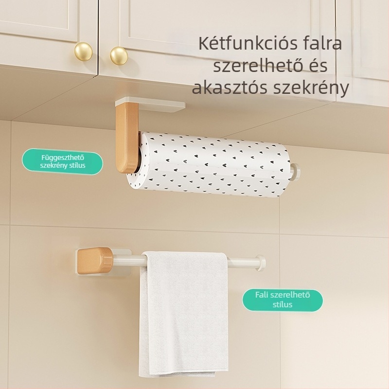 Fúrás nélküli konyhai papírtartó rozsdamentes acélból, anodos oxidációs felület, modern minimalista stílus, márka Objects