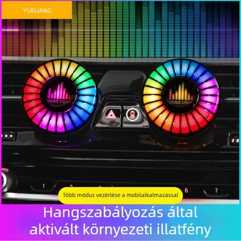 Autóba aromaterápiás diffúzor környezeti világítással és zenére szinkronizált fényekkel, hangvezérlés a világításra, ABS anyag, univerzális kompatibilitás, Márka: Yueliang Electronics