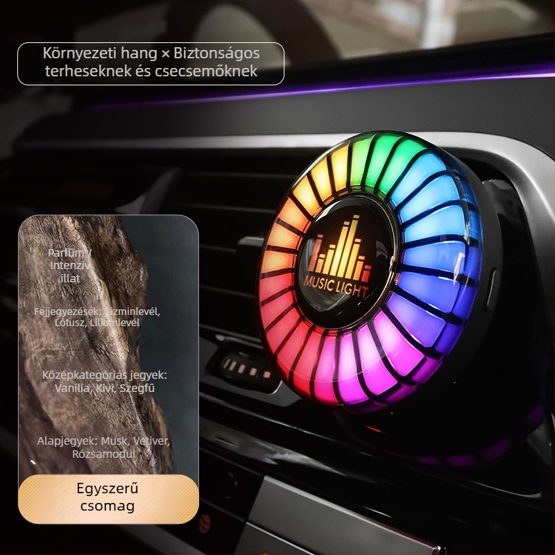 Autóba aromaterápiás diffúzor környezeti világítással és zenére szinkronizált fényekkel, hangvezérlés a világításra, ABS anyag, univerzális kompatibilitás, Márka: Yueliang Electronics