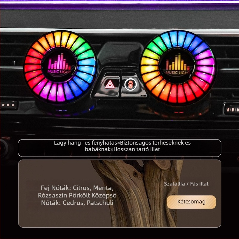Autóba aromaterápiás diffúzor környezeti világítással és zenére szinkronizált fényekkel, hangvezérlés a világításra, ABS anyag, univerzális kompatibilitás, Márka: Yueliang Electronics