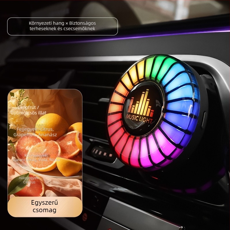 Autóba aromaterápiás diffúzor környezeti világítással és zenére szinkronizált fényekkel, hangvezérlés a világításra, ABS anyag, univerzális kompatibilitás, Márka: Yueliang Electronics