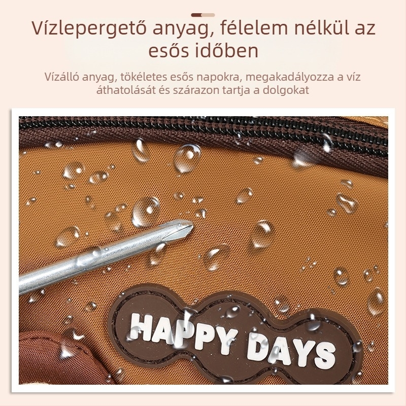 Nylon hátizsák, összecsukható, ívelt vállpántokkal, mintázat anime karikatúra, iskolai használatra