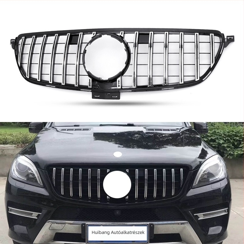 Első hűtőrács Mercedes-Benz GLE-W166/W292, GT-stílusú függőleges rudakkal, középső grille, ABS műanyag, 2016-2019
