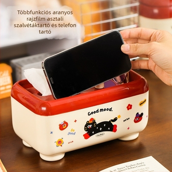 Asztali távirányító-tároló zsebkendő tartó — műanyag, modell Y11-3304, könnyű luxus, többfunkciós