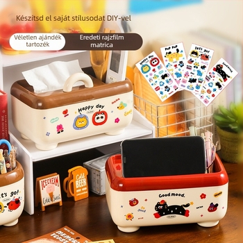 Asztali távirányító-tároló zsebkendő tartó — műanyag, modell Y11-3304, könnyű luxus, többfunkciós