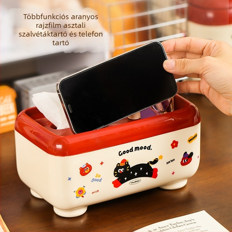 Asztali távirányító-tároló zsebkendő tartó — műanyag, modell Y11-3304, könnyű luxus, többfunkciós
