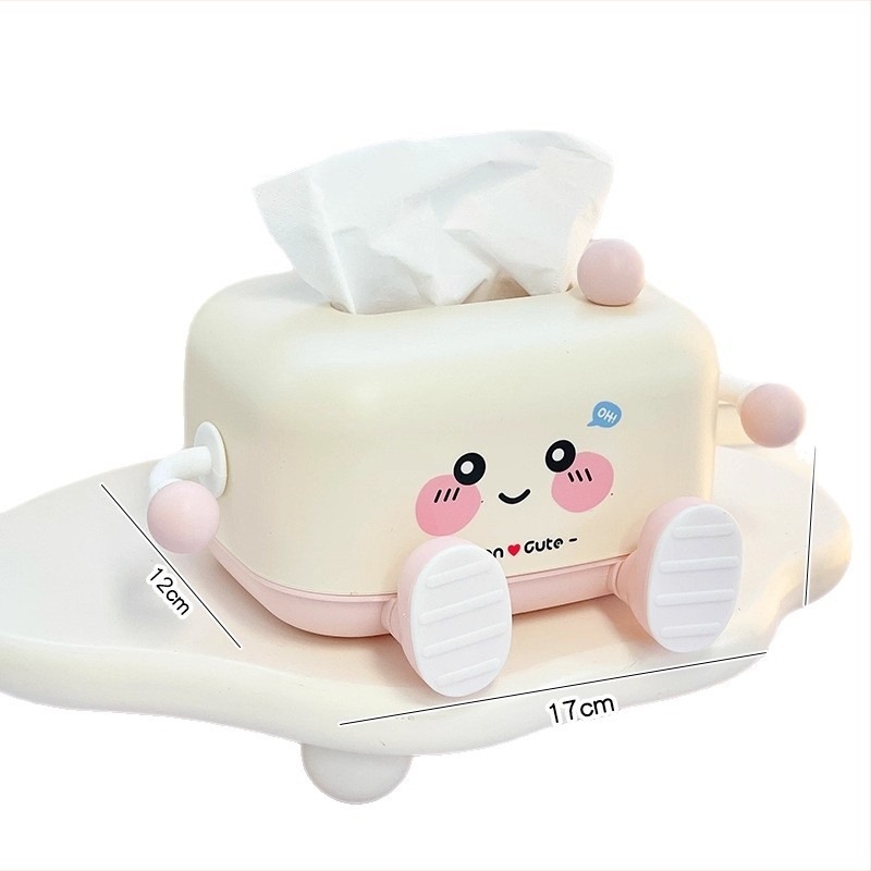 Asztali zsebkendő doboz aranyos rajzfilm kifejezéssel, multifunkciós telefonállvány, műanyag, modell 9021, autóban, nappaliban és fürdőszobában használható