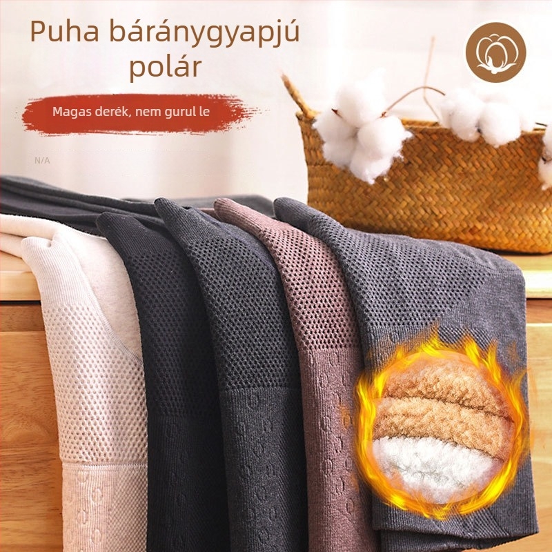Magas derekú, halcsont mintázatú formázó leggings pamutbéléssel és fleece béléssel, vastagított, karcsúsító hatású, fenéket emelő, külső viseletre nőknak