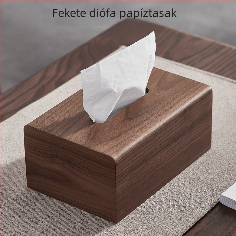 Diófából készült szalvétatartó doboz, tömörfa tároló, modern minimalist stílus, többfunkciós nappaliba és fürdőszobába