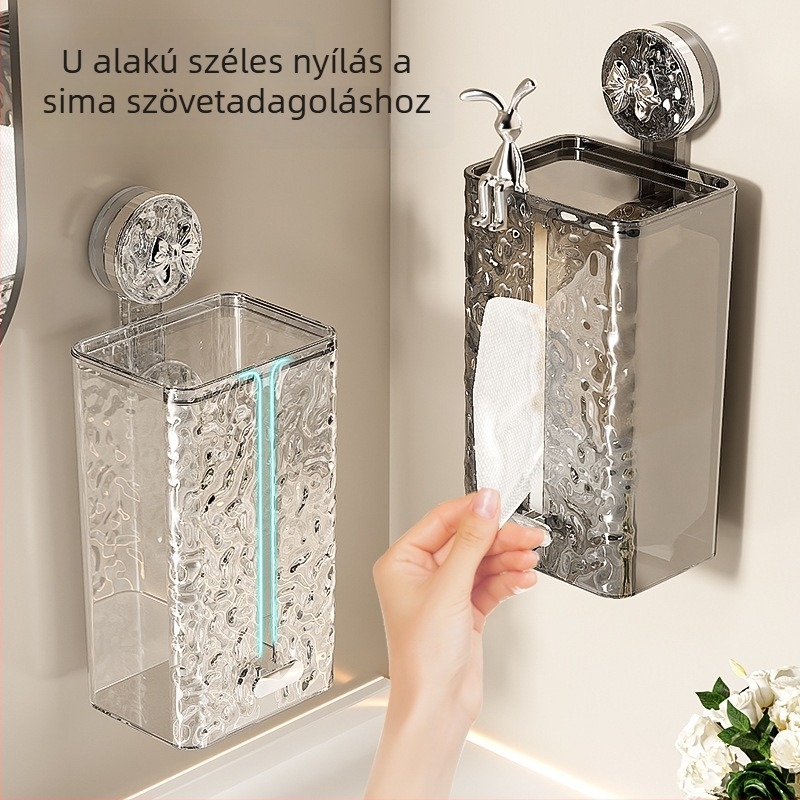 Falra szerelhető zsepiatartó szívókuppal, műanyag, többfunkciós, fürdőszobába, autóba és nappaliba (36 darabos készlet)
