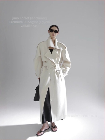 Női poliészter középméretű kabát laza szabású, zakó-stílusú gallér, egyszárnyú gombolás