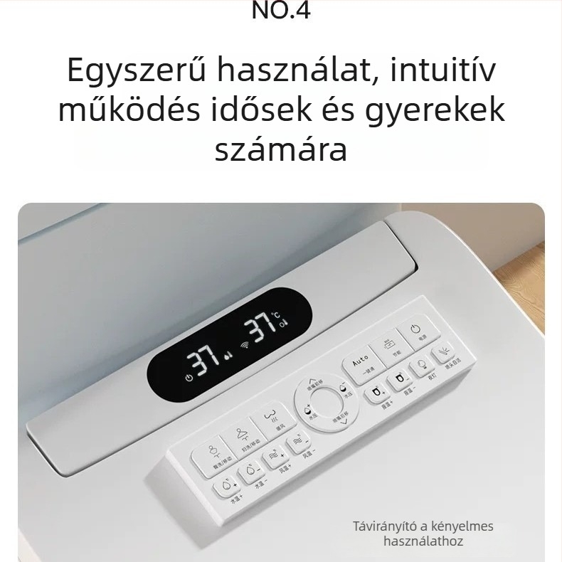 Okos WC-fedél azonnali vízmelegítéssel, állítható vízhőmérséklet, fűtött ülőfelület, önisztító fúvóka, távirányító