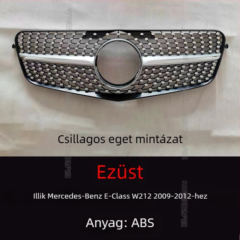 Mercedes W212 E-Class Starry Sky GT hűtőmaszk, ABS műanyag, lökhárítóba szerelés, 2009–2015