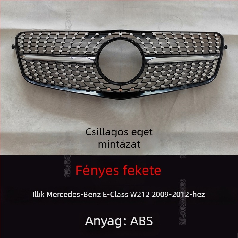 Mercedes W212 E-Class Starry Sky GT hűtőmaszk, ABS műanyag, lökhárítóba szerelés, 2009–2015