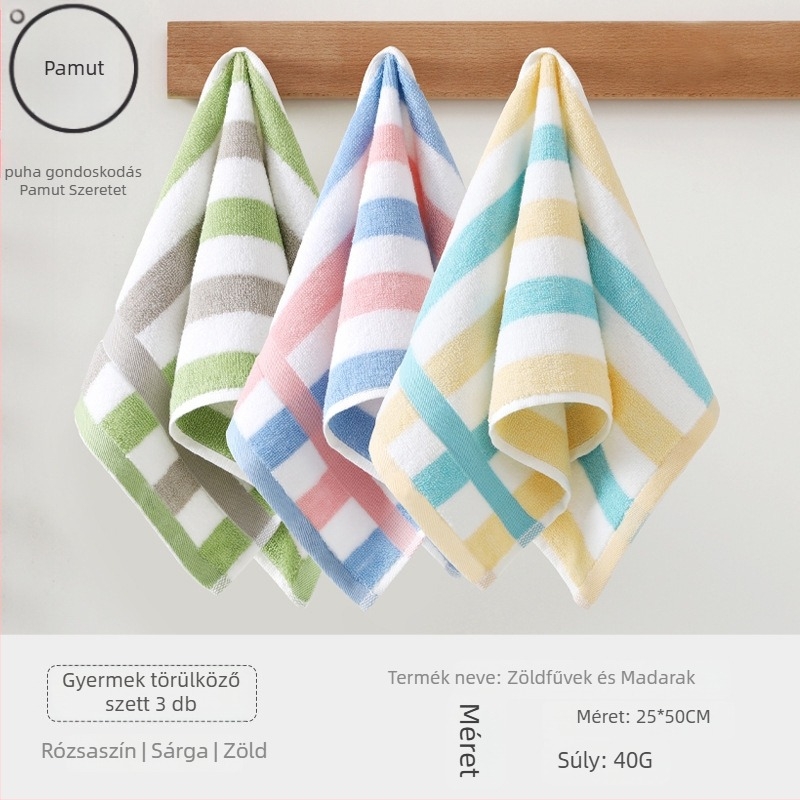 Gyerekek pamut arc törülközője, nedvszívó és puha (anyag: pamut; fonal: 100d; szövés: Plain weave; súly: 50 g alatt; kategória: törölköző/arc törülköző)