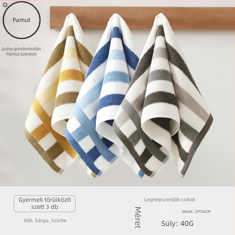 Gyerekek pamut arc törülközője, nedvszívó és puha (anyag: pamut; fonal: 100d; szövés: Plain weave; súly: 50 g alatt; kategória: törölköző/arc törülköző)