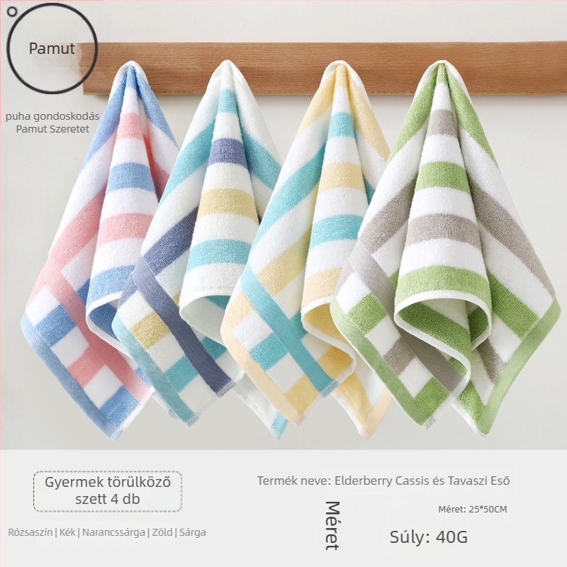 Gyerekek pamut arc törülközője, nedvszívó és puha (anyag: pamut; fonal: 100d; szövés: Plain weave; súly: 50 g alatt; kategória: törölköző/arc törülköző)