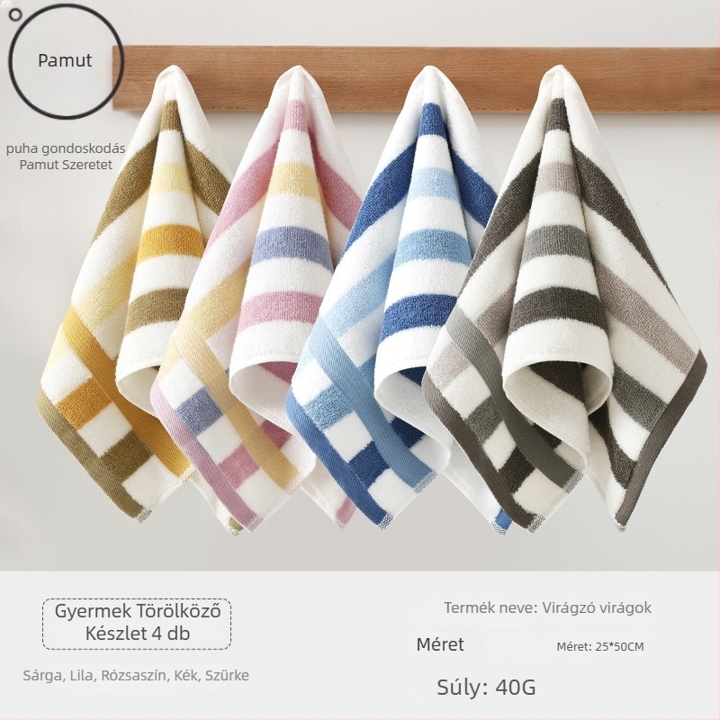 Gyerekek pamut arc törülközője, nedvszívó és puha (anyag: pamut; fonal: 100d; szövés: Plain weave; súly: 50 g alatt; kategória: törölköző/arc törülköző)